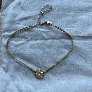 Green Necklace with Silver Pendant